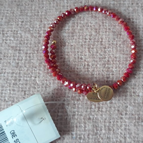 Alex and Ani Wrap Bracelet with Red Beads and Charm Tags. NWT - Picture 2 of 8